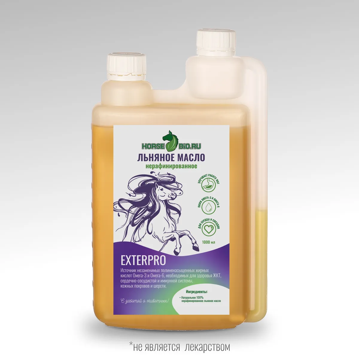 Льняное масло Horse-Bio ExterPro для лошадей, 1000 мл