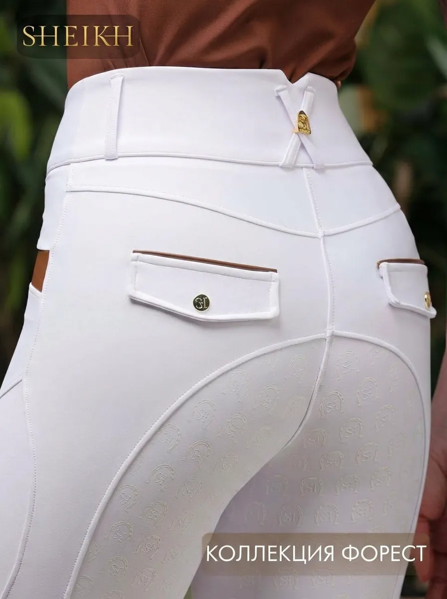 Бриджи для верховой езды, конного спорта SHEIKH HORSE BRAND, коллекция ФОРЕСТ, белые, р-р M