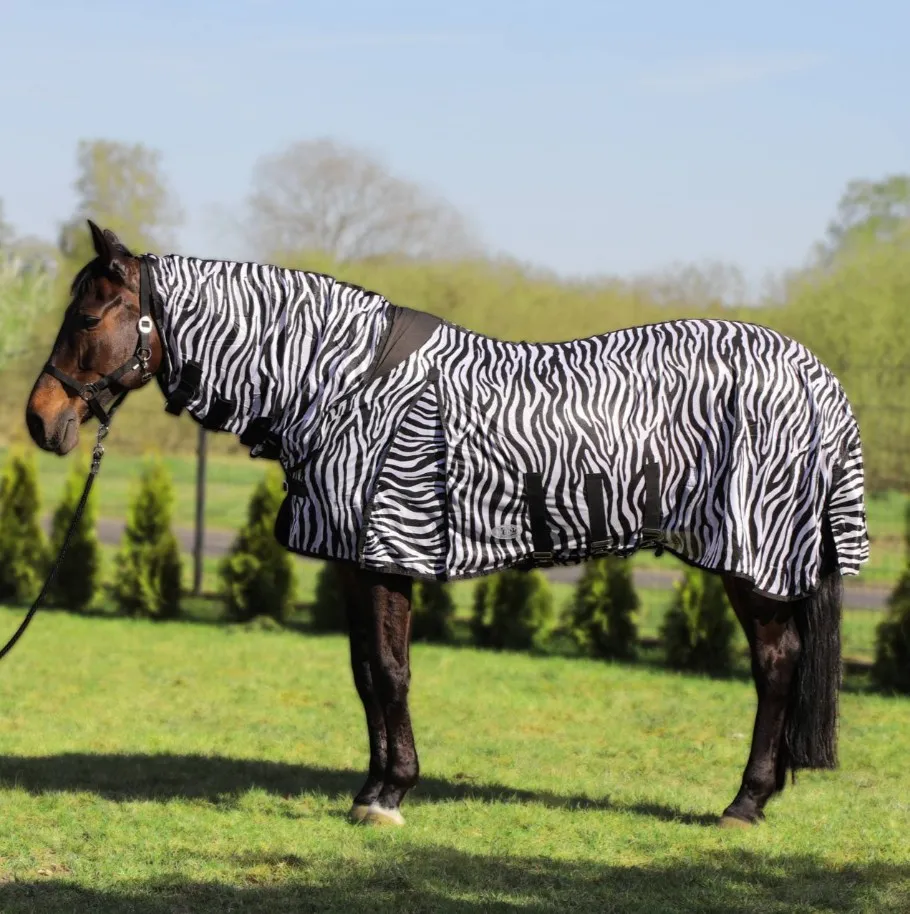 Попона York Zebra антимоскитная с капором черно-белая 155 см