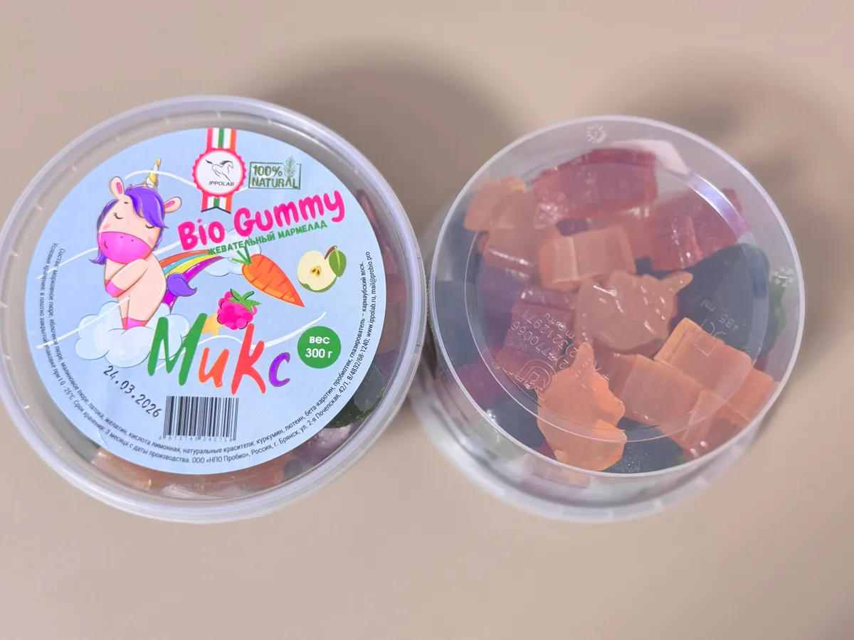 Мармелад "Bio Gummy", МИКС: малина, морковь, яблоко