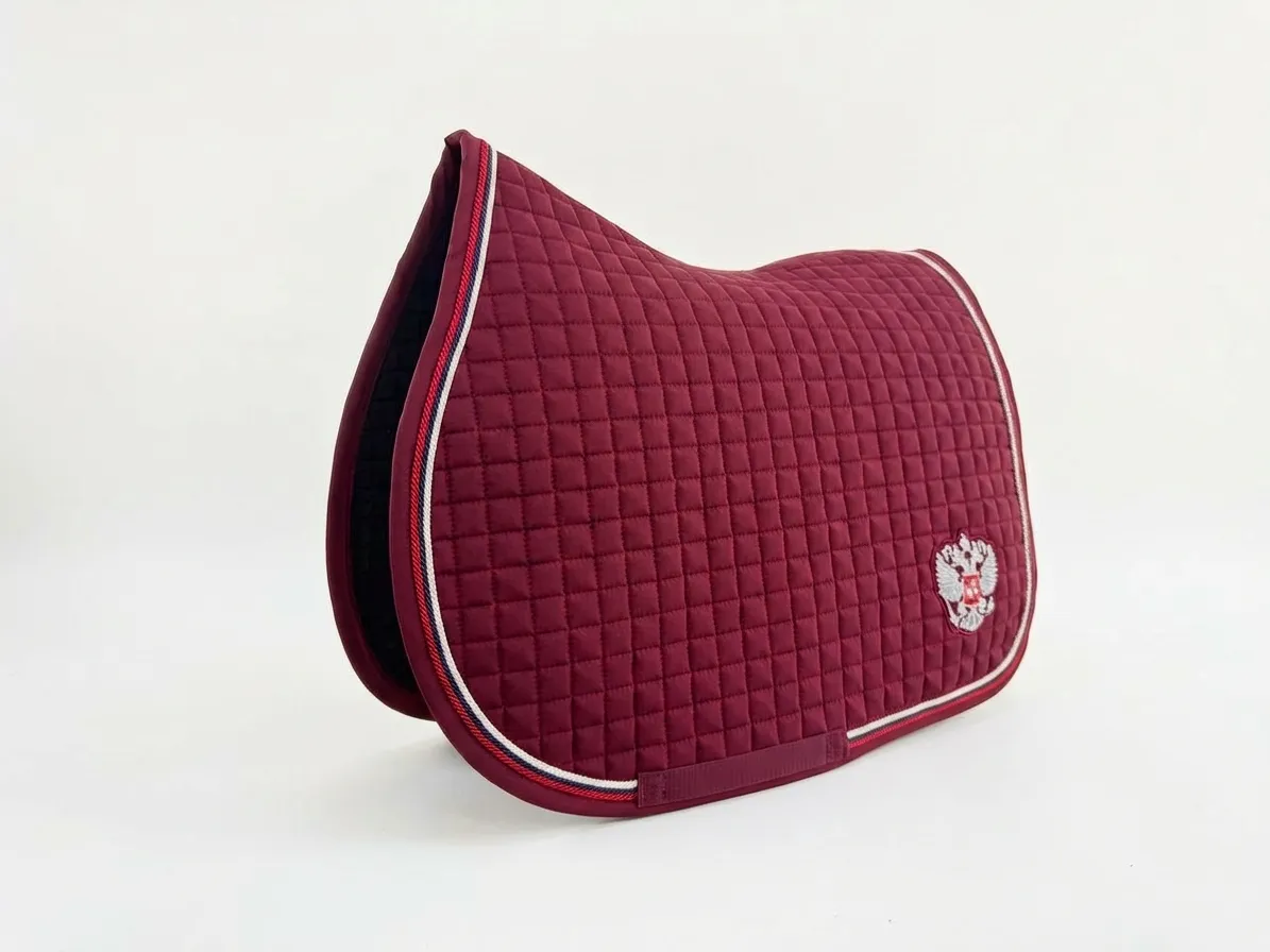 Вальтрап конкурный Российская Федерация для конного спорта ОколоКони, цвет бордо, мелкая стежка