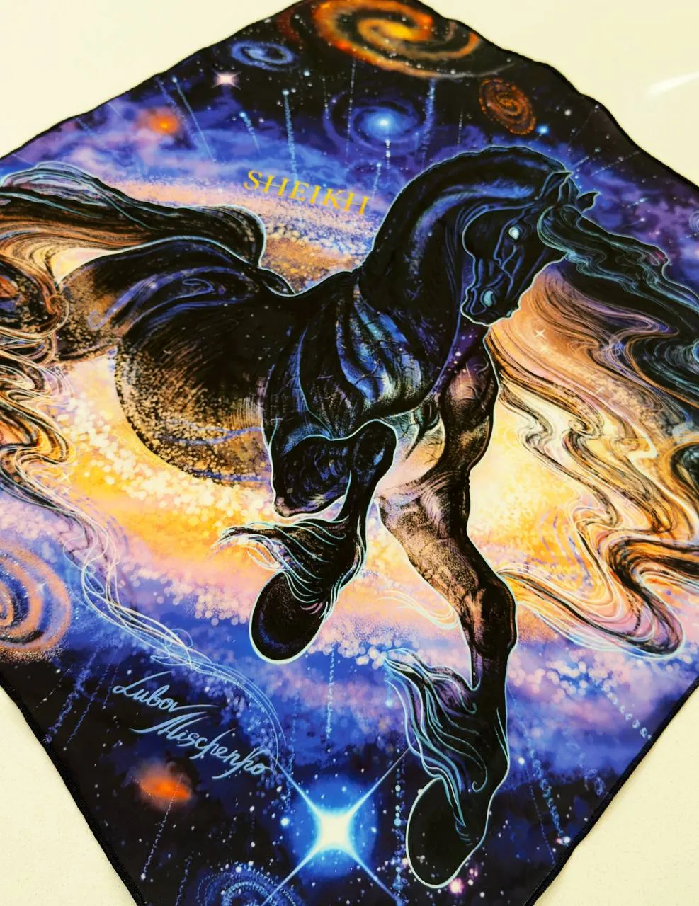 Платок с лошадью коллекция GALAXY малый 40*40 SHEIKH HORSE BRAND