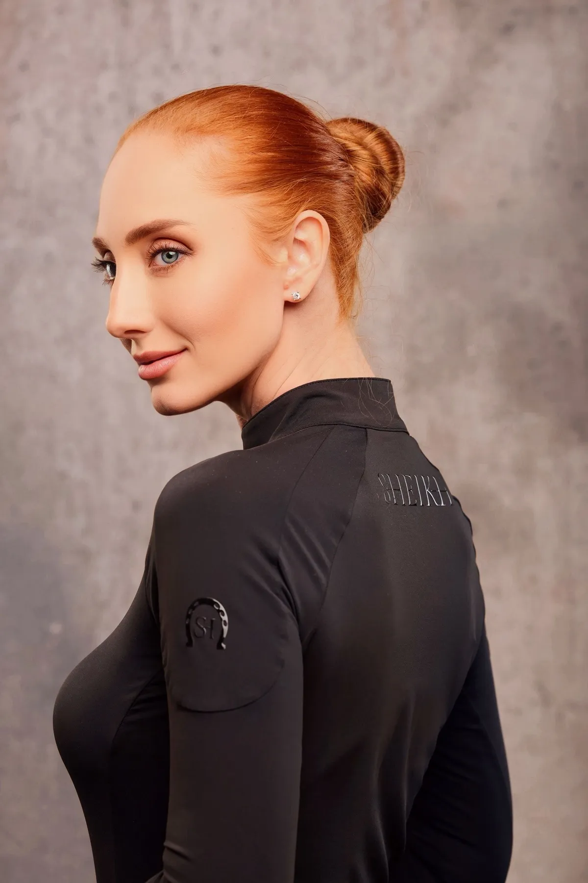 Лонгслив для верховой езды, конного спорта SHEIKH HORSE BRAND, коллекция ГЕЛАКСИ, цвет черный, р-р S