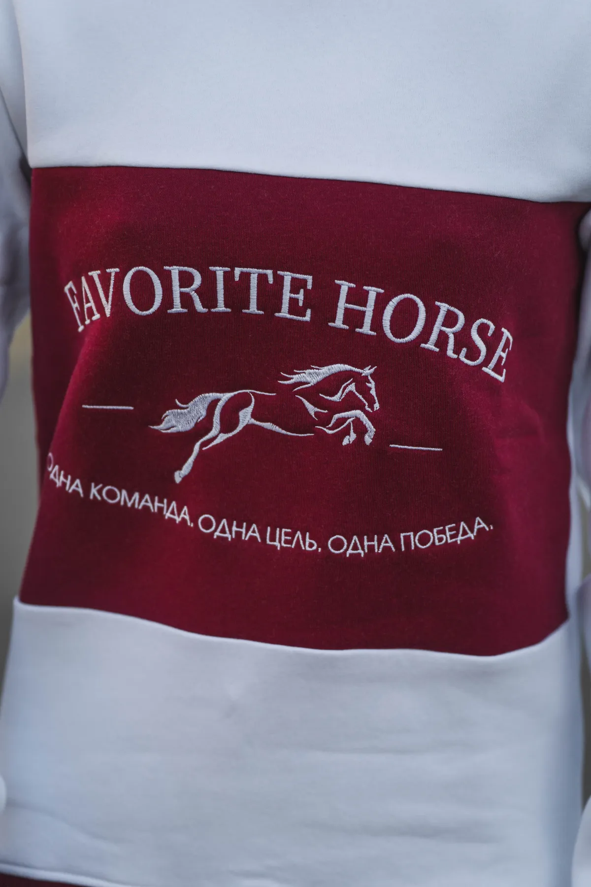 Свитшот утеплённый FAVORITE HORSE (бело-бордовый)
