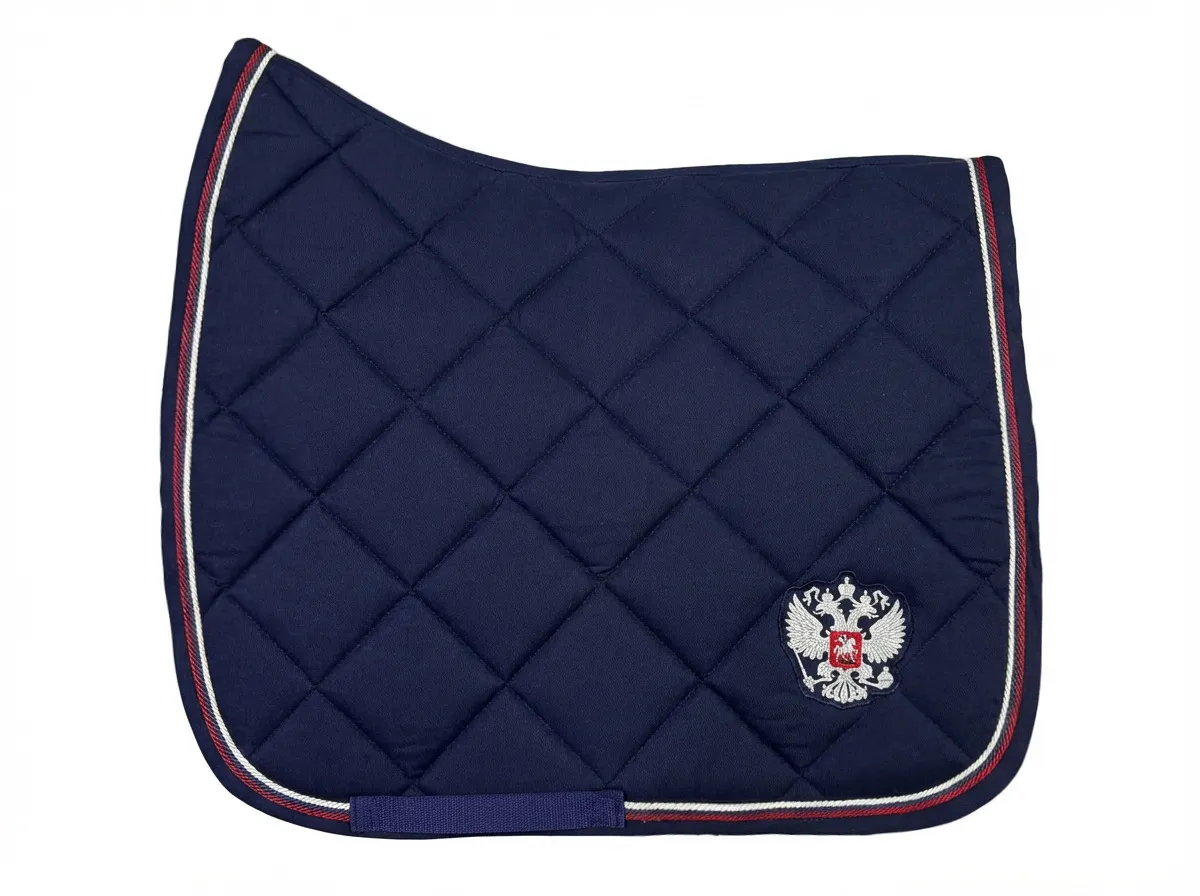 Вальтрап выездковый Российская Федерация для конного спорта ОколоКони, цвет синий, крупная стежка