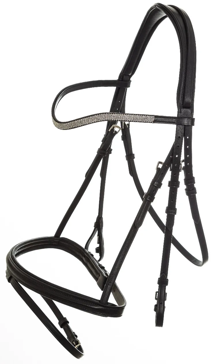 Уздечка с анатомическим затылочным и стразами (Черный)