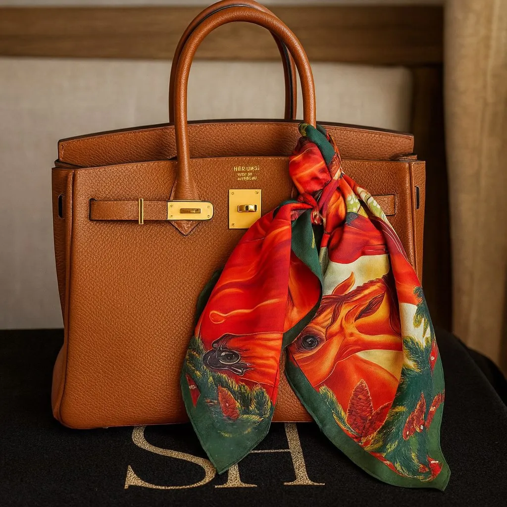 Платок с лошадью маленький SHEIKH HORSE BRAND, коллекция Forest, р-р 60*60 