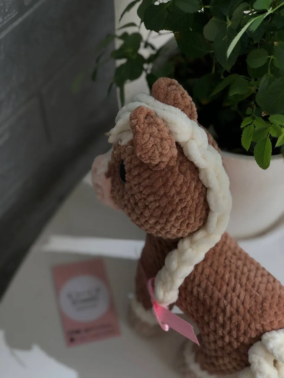 Игрушка вязаная Лошадь Игреневая 