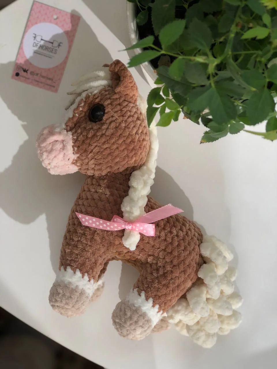 Игрушка вязаная Лошадь Игреневая 