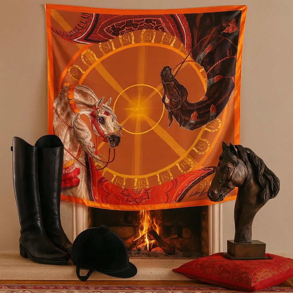 Платок с лошадью маленький SHEIKH HORSE BRAND, коллекция DUNE, р-р 40*40 