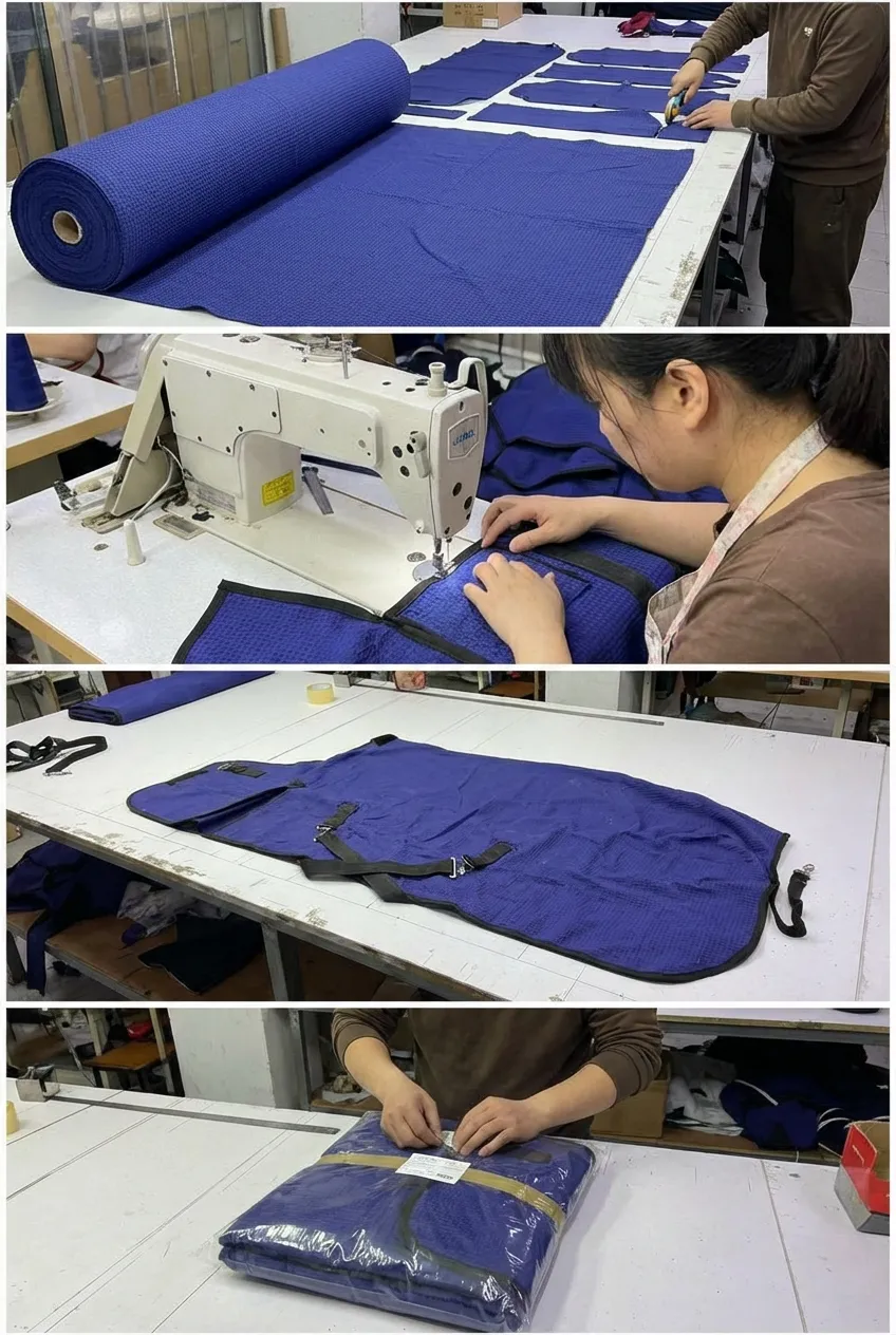 Попона вафельная для лошади ОколоКони, цвет синий, р-р 135