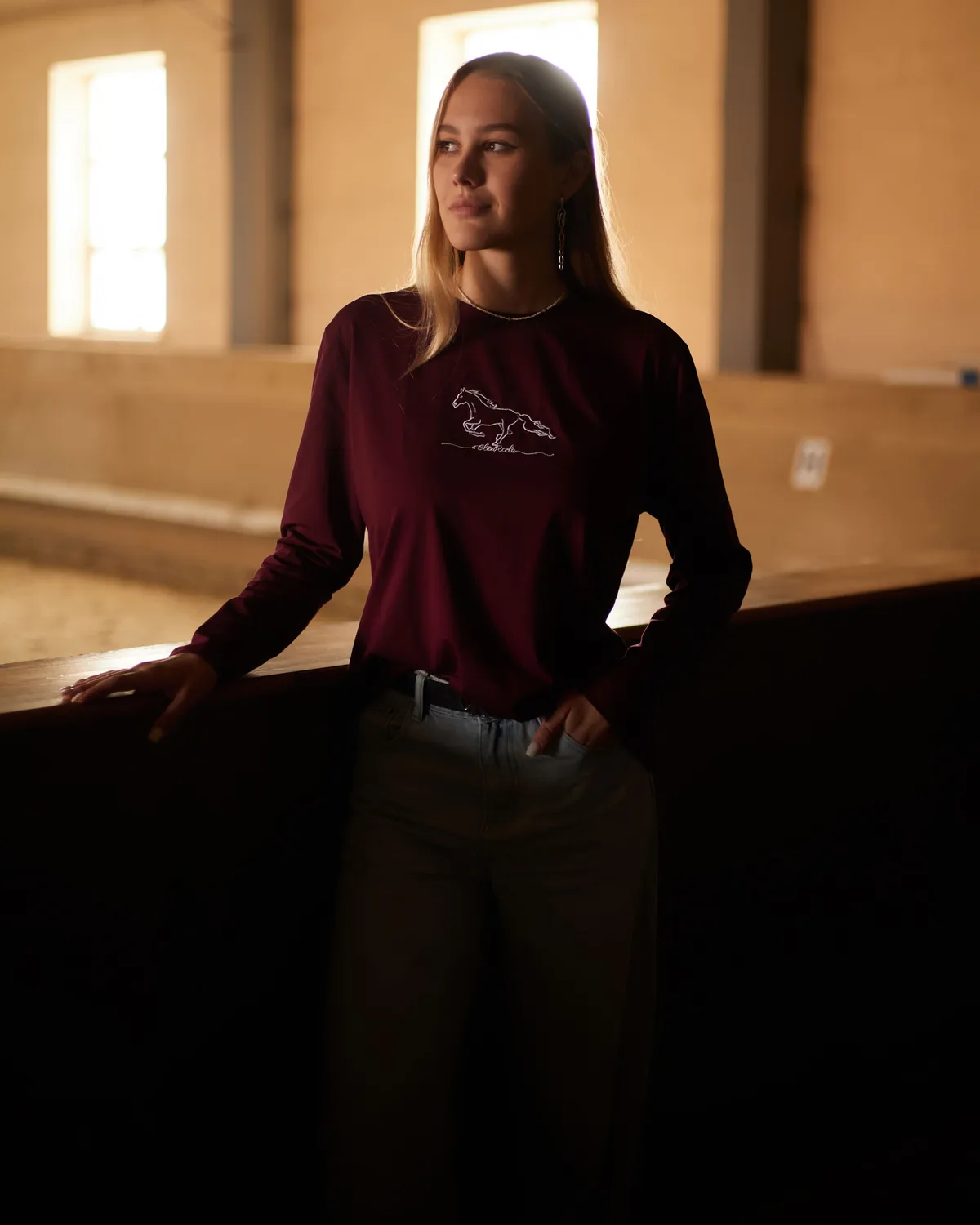 Лонгслив Horse бордовый