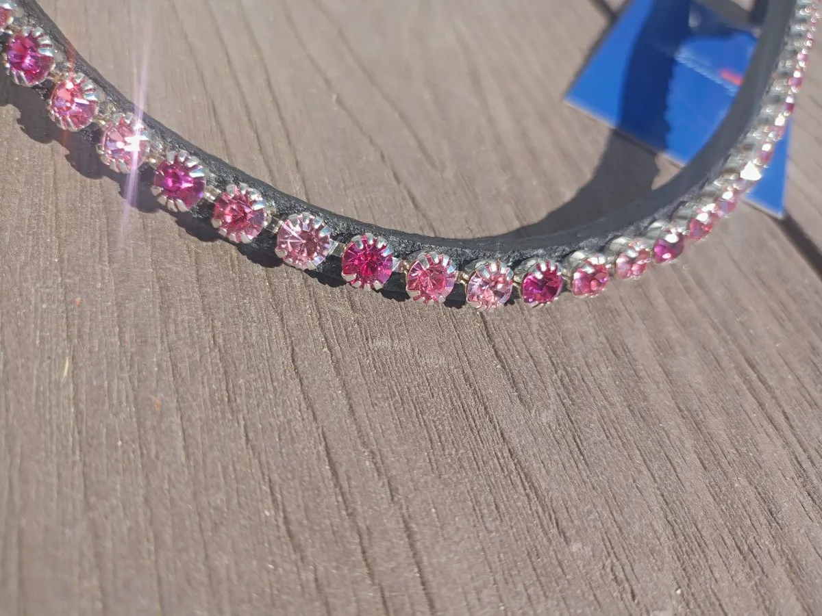 Налобный ремень Tasmanya с розовыми стразами, full