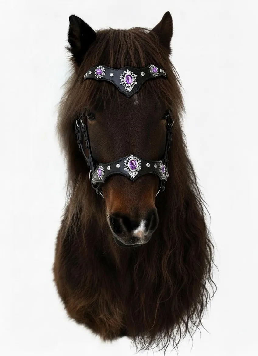 Уздечка для пони сиреневые стразы