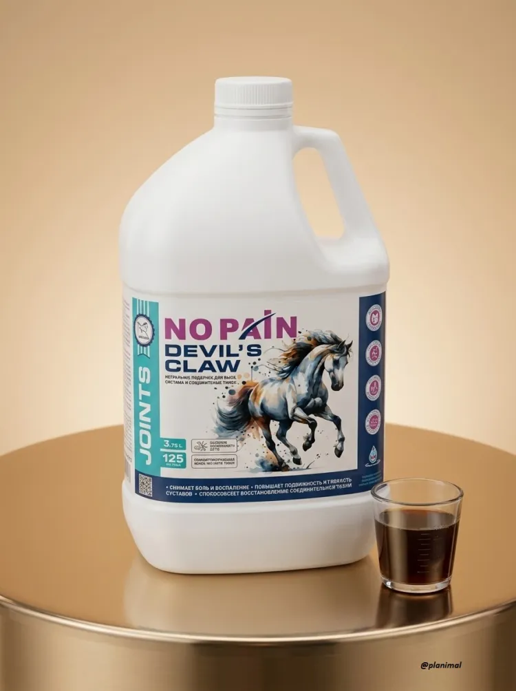 Пробио: Иппофлекс ноу пэйн Коготь дьявола / No pain devil's claw, сироп для суставов на дьявольском когте для лошадей, 3,75 л.