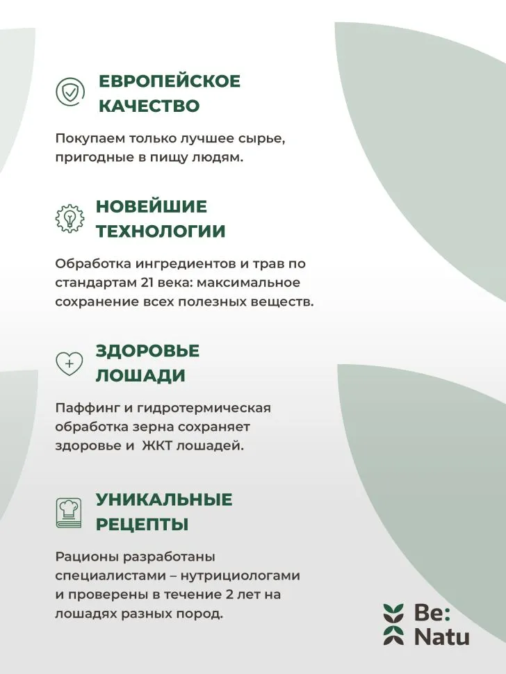 Be:Natu Чудо каша быстрого приготовления для спортивных лошадей, 20 кг
