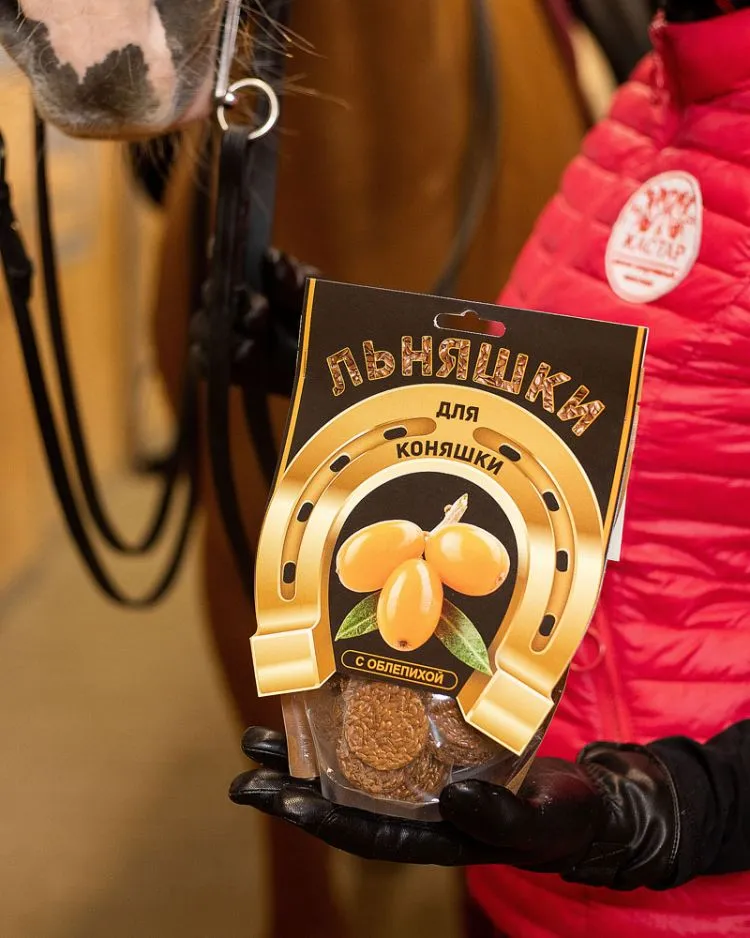 Идальго: Лакомство для лошадей "Льняшки для коняшки" с облепихой, 200 гр.