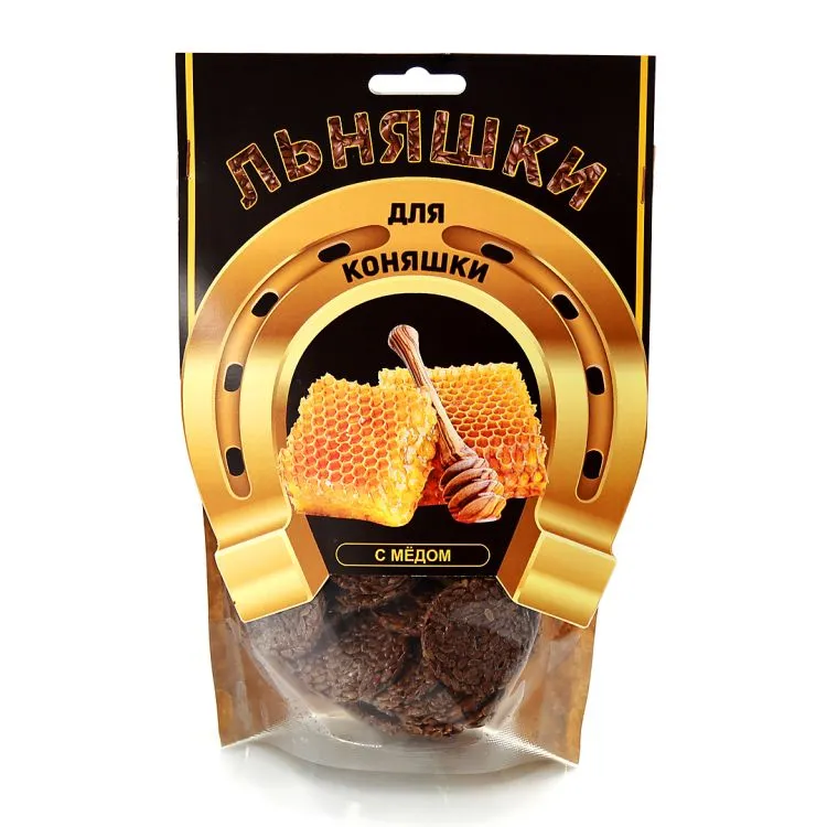 Идальго: Лакомство для лошадей "Льняшки для коняшки" с алтайским мёдом, 200 гр.