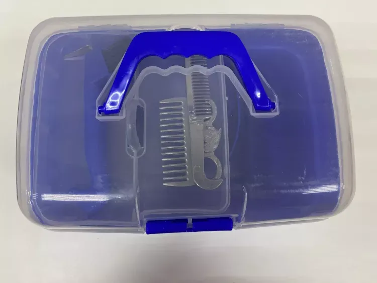 Органайзер - набор для ухода для лошадью, 8 предметов, синий, пластик, Китай