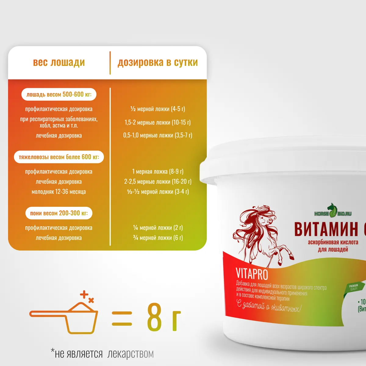 Витамин С VitaPro для лошадей 1000г