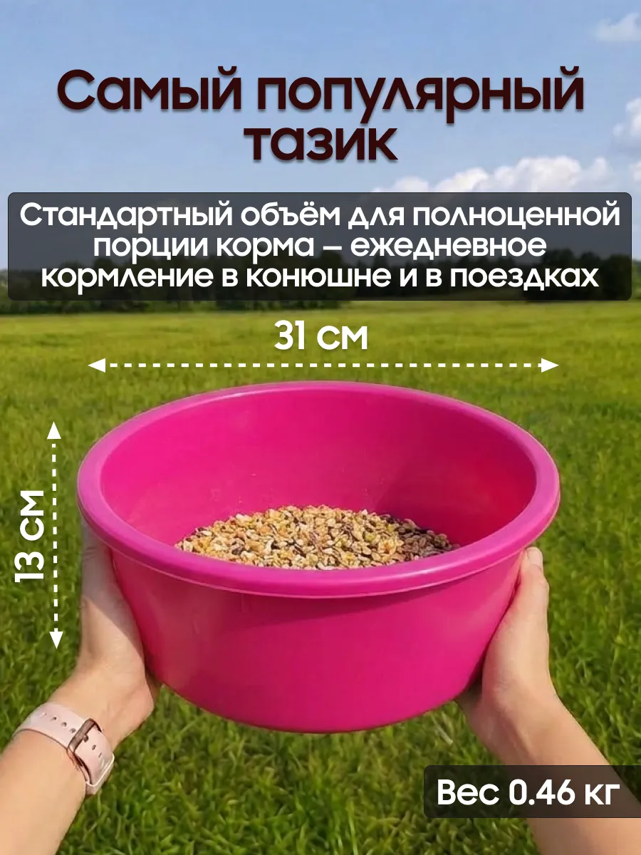 Тазик для мюсли 5 л с крышкой для запаривания корма, пищевой полипропилен, стандартный объём для лошади, Suevia (Германия)
