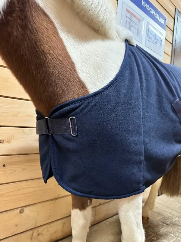 Попона флисовая для пони или жеребят HorseFactor (синяя) (100 см)