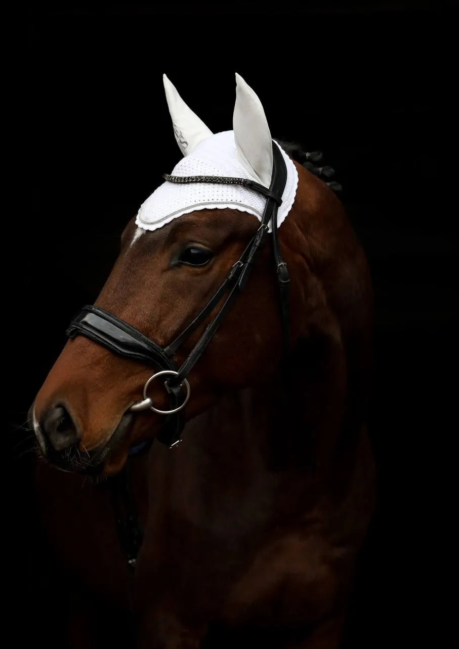 Ушки со стразами для лошади белые