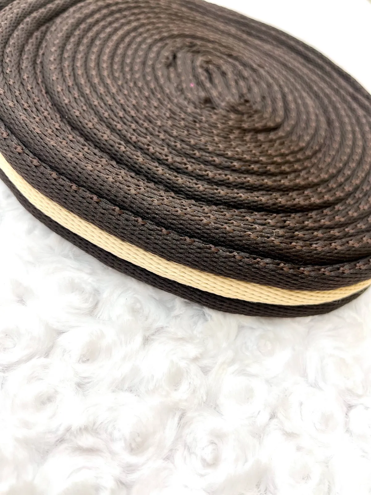 Корда Leather Art 8 метров коричневая с бежевой полоской