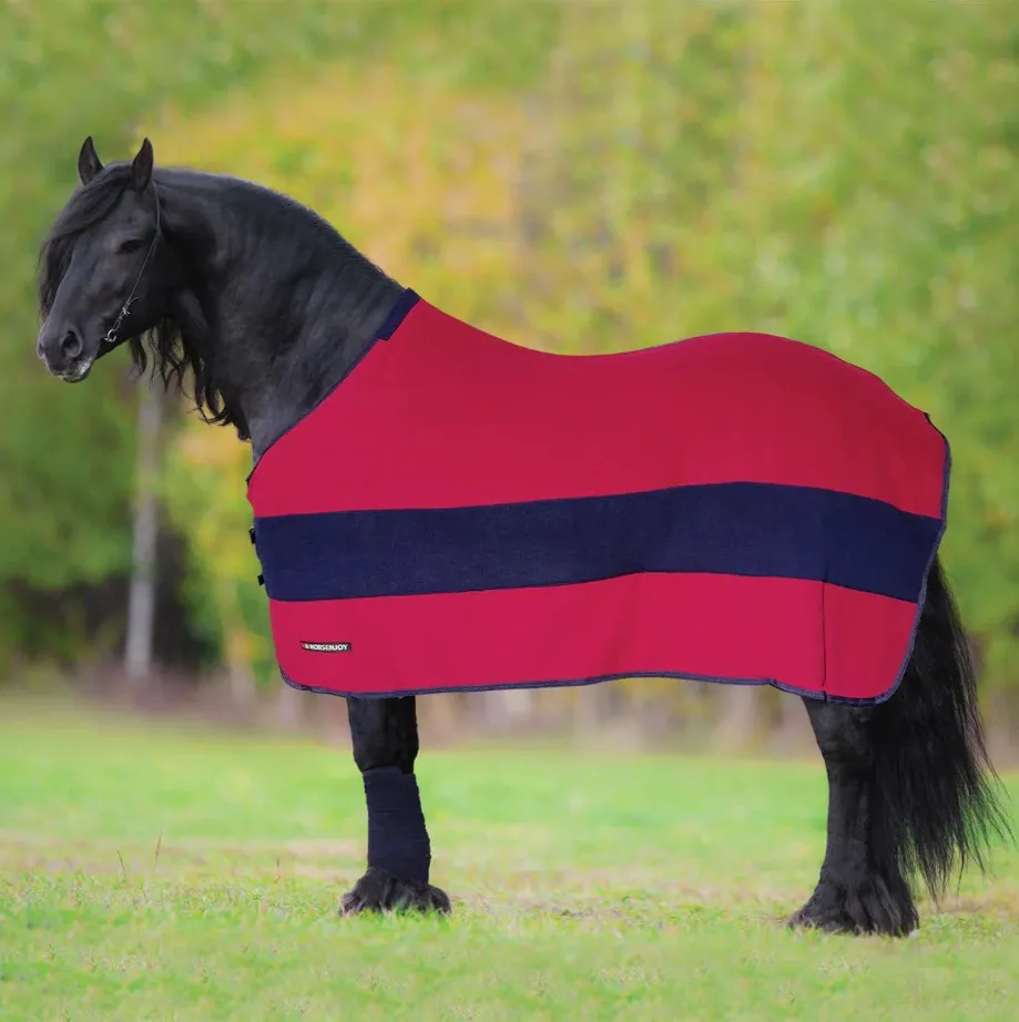 Попона HE Jasmine флисовая с ремнями бордово-синяя 135 см