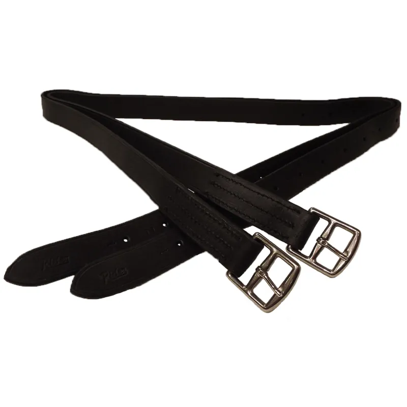 Путлища из толстой кожи усиленные стропой, черные, 145 см.