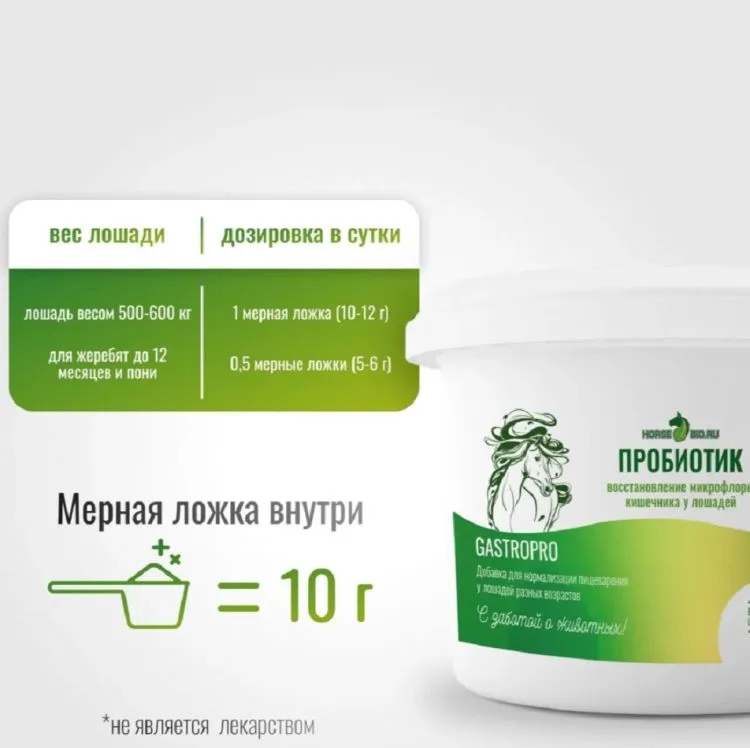 Horse-bio: Пробиотик GastroPro для нормализации пищеварения у лошадей, 1,6 кг