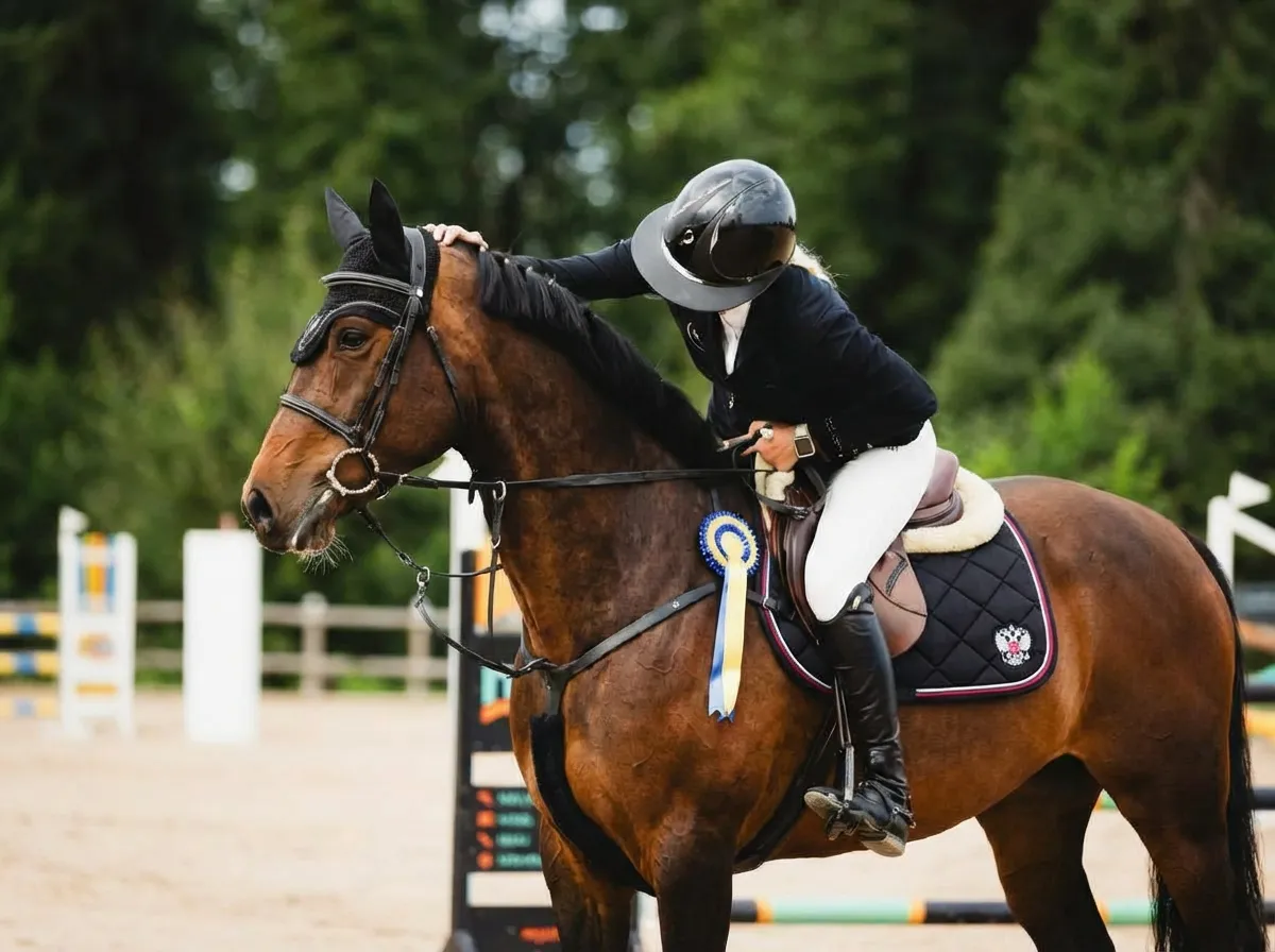 Вальтрап конкурный Российская Федерация для конного спорта ОколоКони, цвет черный, крупная стежка