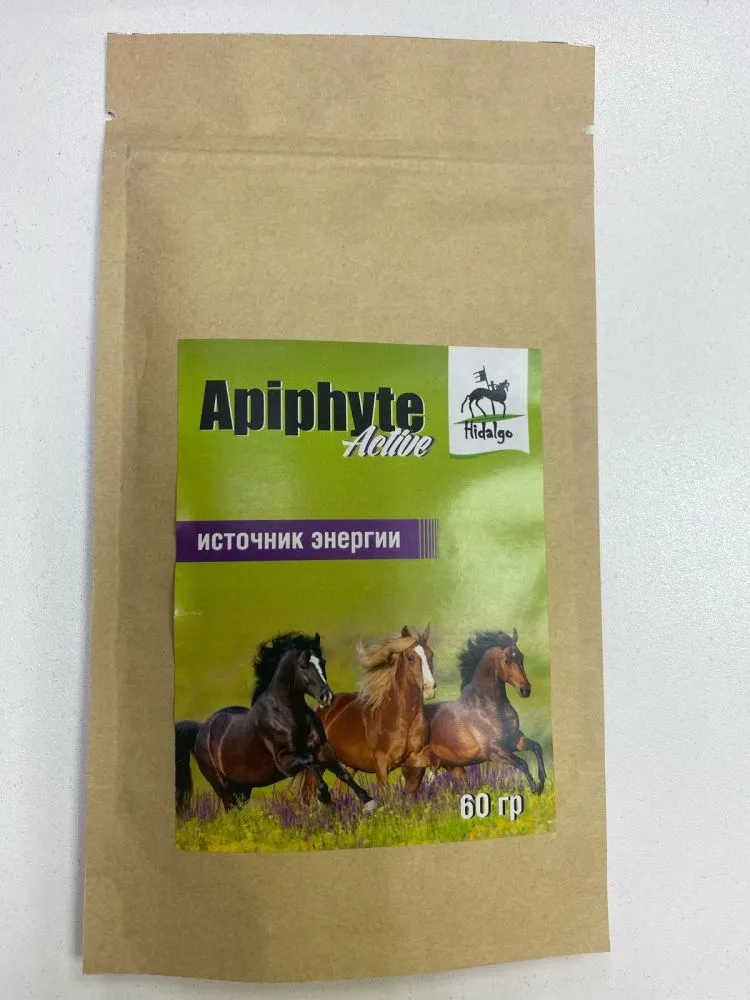 Идальго: Apiphyte Active / Апифит Актив, энергетический бустер с пчелиной пыльцой («ударный» набор аминокислот и витаминов) для лошадей, 60 гр.