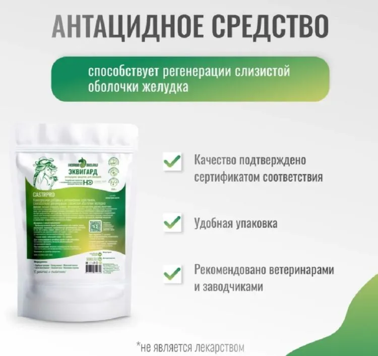 Horse-bio: Антацидное средство ЭквиГард GastroPro для лошадей, гастриты и язвы желудка, 300 гр.