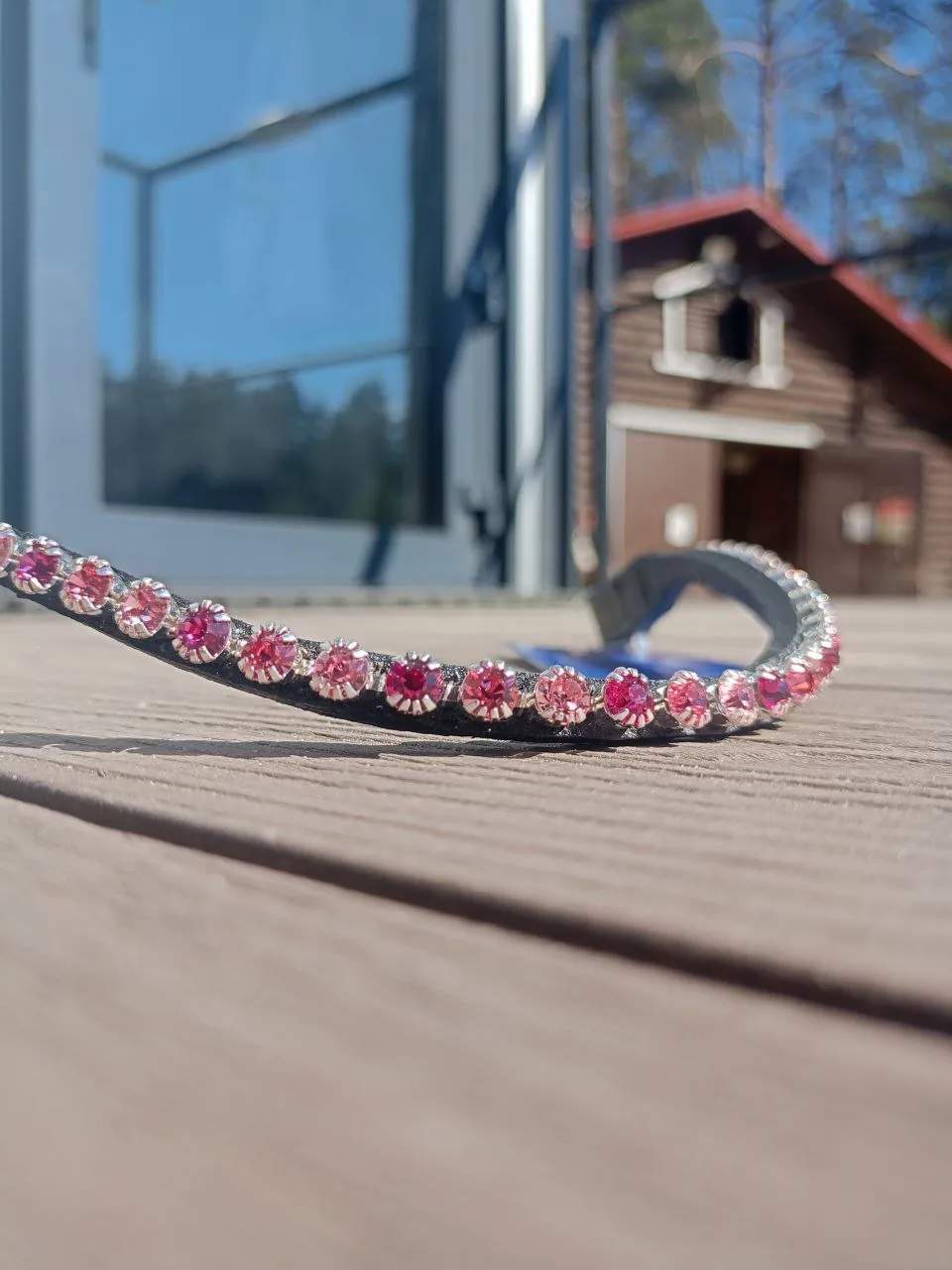 Налобный ремень Tasmanya с розовыми стразами, full