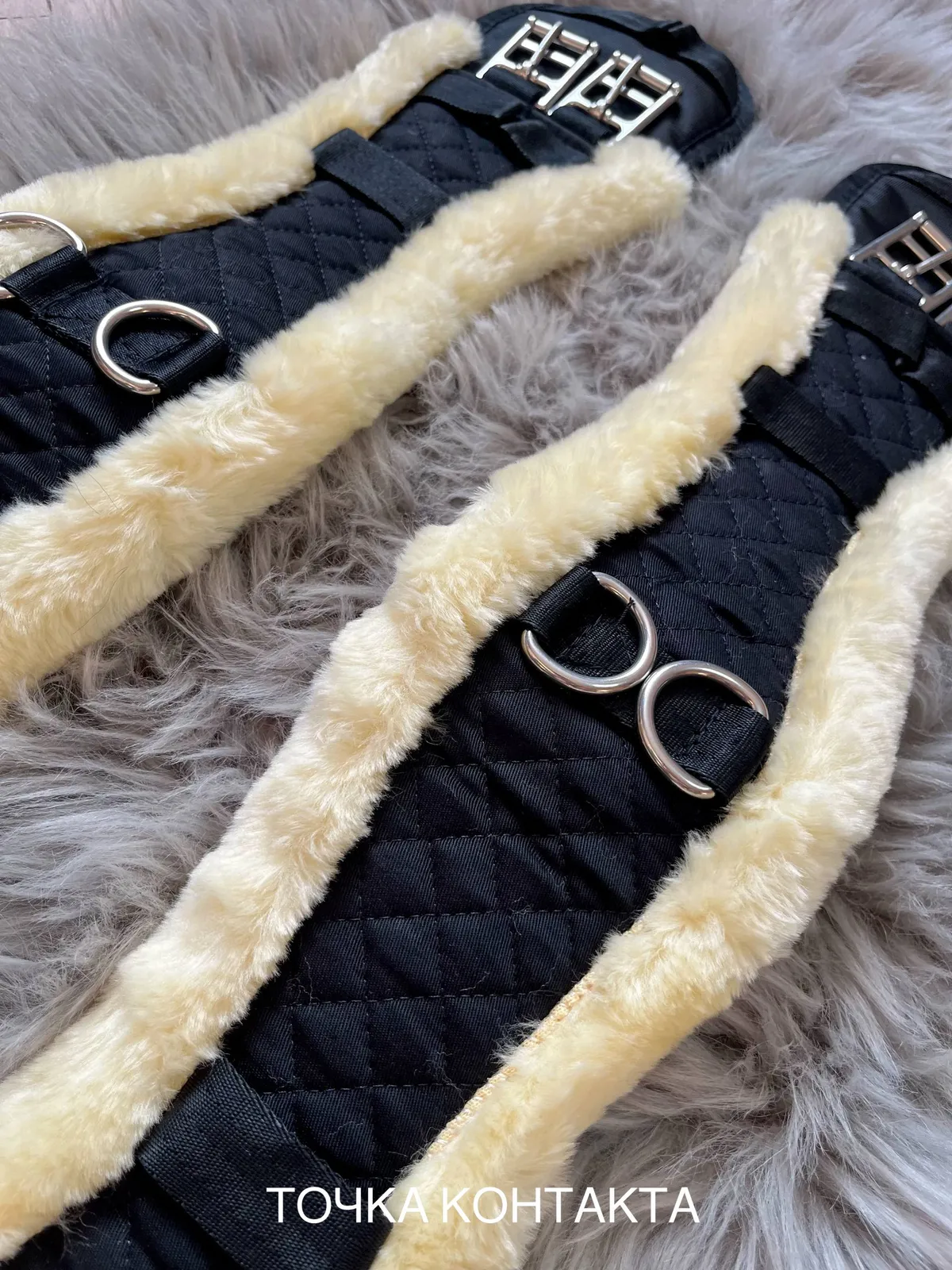 Подпруга с искусственным мехом 60 см без резинок