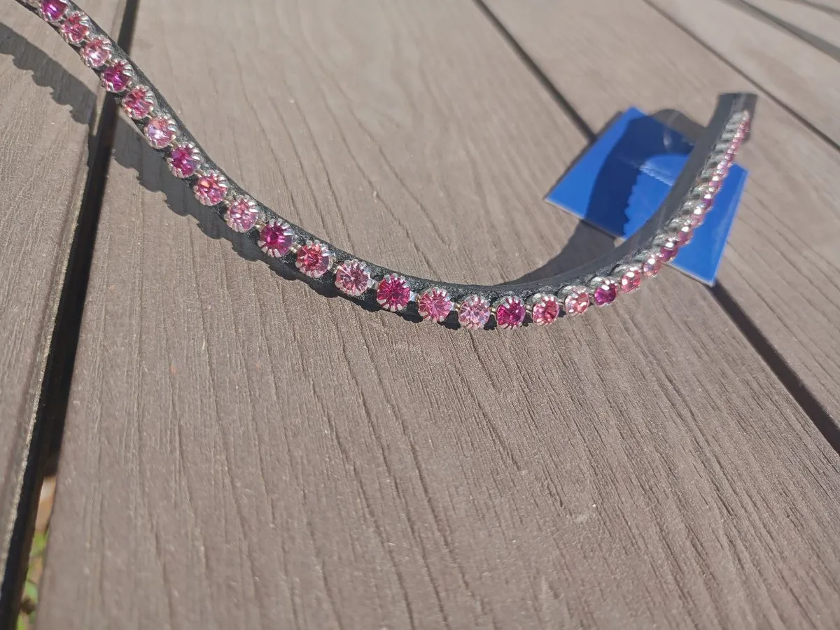 Налобный ремень Tasmanya с розовыми стразами, full