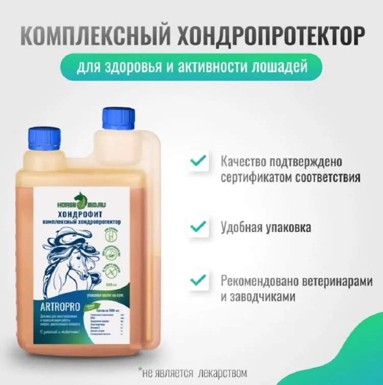 Horse-bio: Хондропротектор Хондрофит ArtroPro для лошадей(без сахара), 1 л.