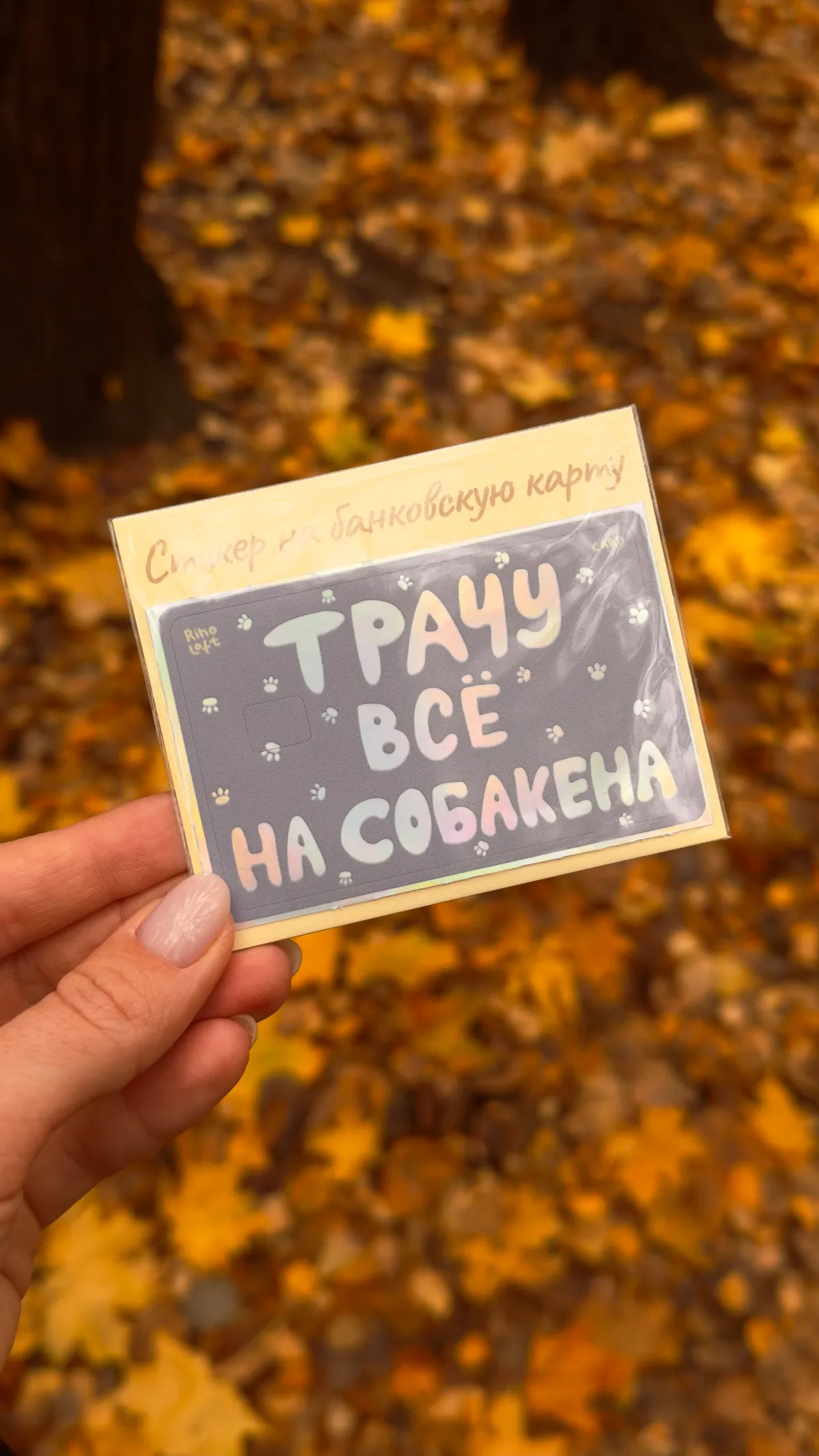 Стикер на банковскую карту "собакен"; Наклейка на карту