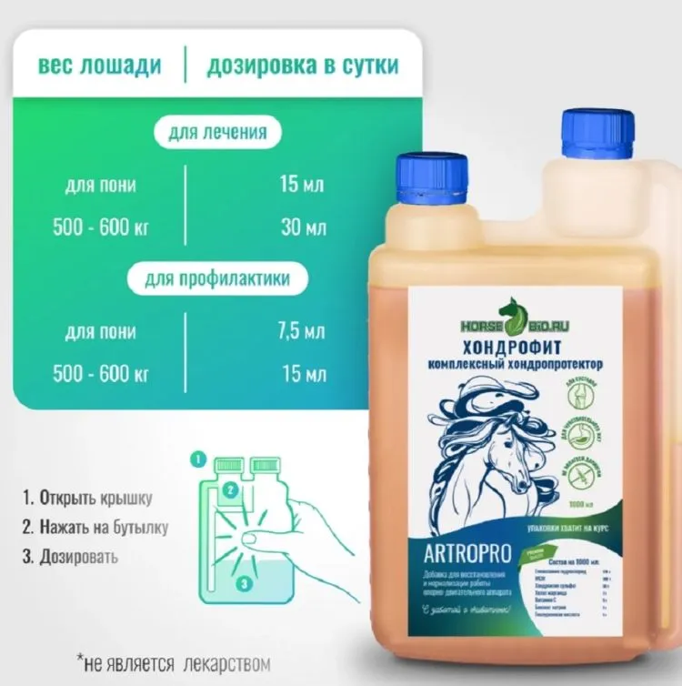 Horse-bio: Хондропротектор Хондрофит ArtroPro для лошадей(без сахара), 1 л.