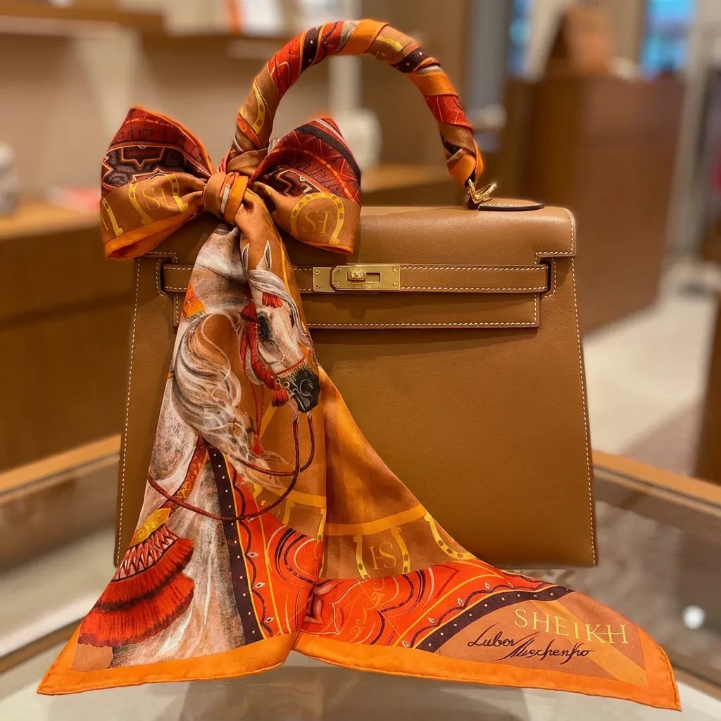 Платок с лошадью маленький SHEIKH HORSE BRAND, коллекция DUNE, р-р 40*40 