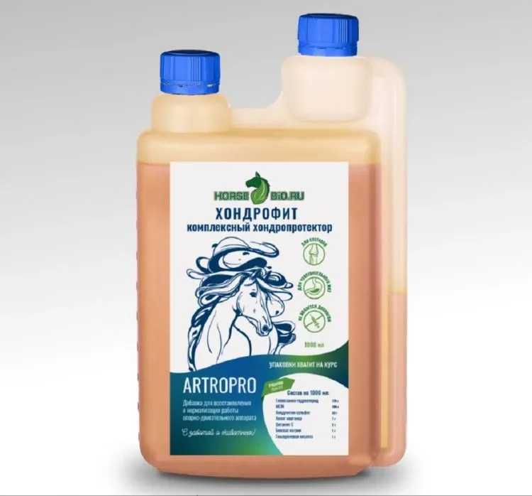 Horse-bio: Хондропротектор Хондрофит ArtroPro для лошадей(без сахара), 1 л.