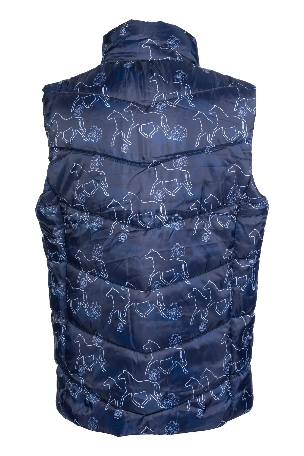 Жилетка детская с лошадками и светоотражающими элементами, размер 146/152 см. цвет темно-синий