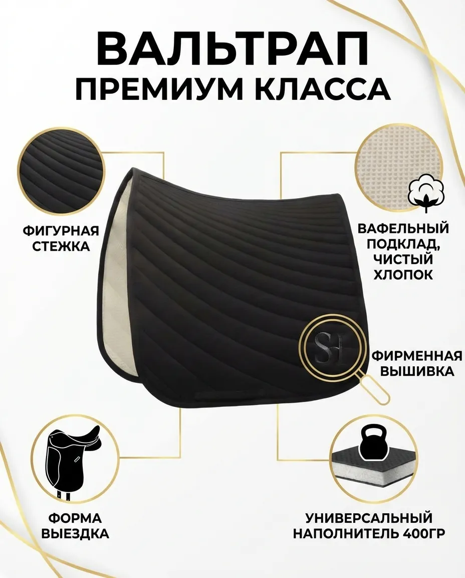 Вальтрап выездковый для верховой езды ГЭЛАКСИ, цвет черный