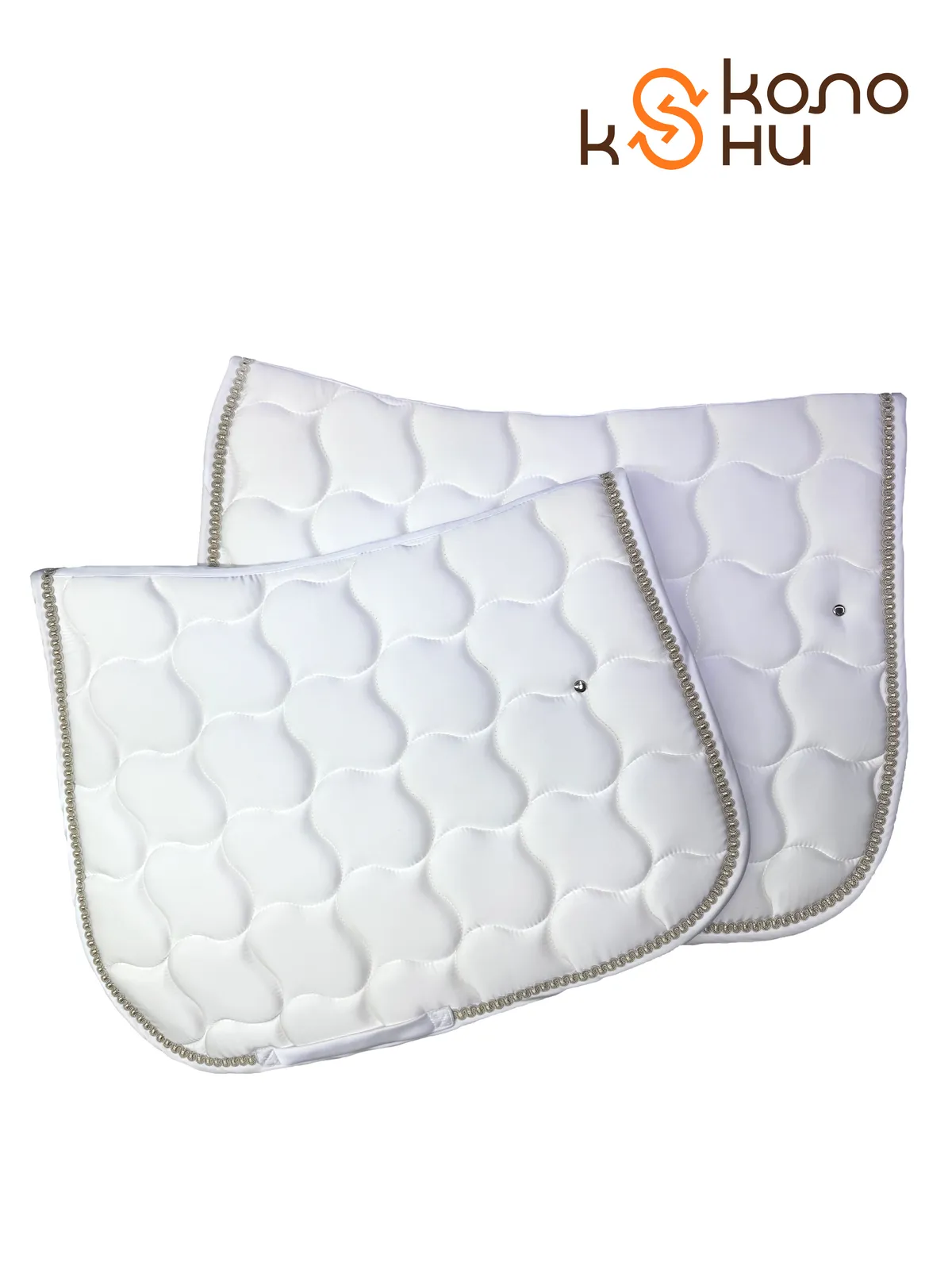 Вальтрап выездковый для лошади конный спорт, верховая езда ОколоКони, цвет белый, крупная стежка