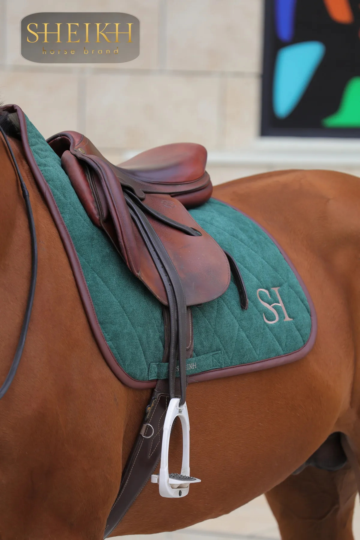 Вальтрап конкурный для верховой езды, конного спорта SHEIKH HORSE BRAND, коллекция FOREST, зеленый