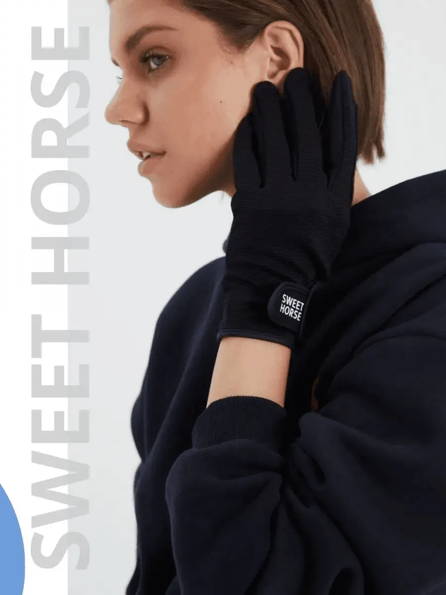 Перчатки для верховой езды, черные, XS, SweetHorse