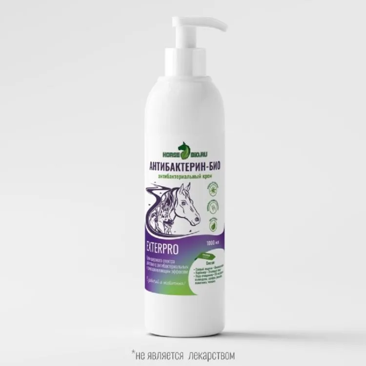 Horse-bio: Крем Антибактерин-Био ExterPro для кошек, собак и лошадей 1 л.