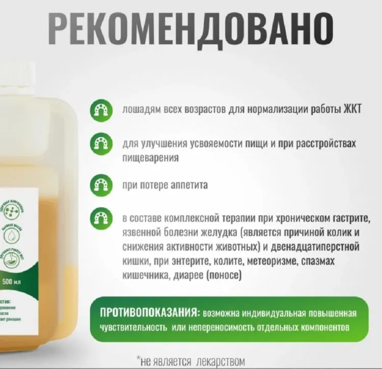Horse-bio: Эликсир Ромашка GastroPro на основе льняного масла для лошадей (без сахара), 500 мл