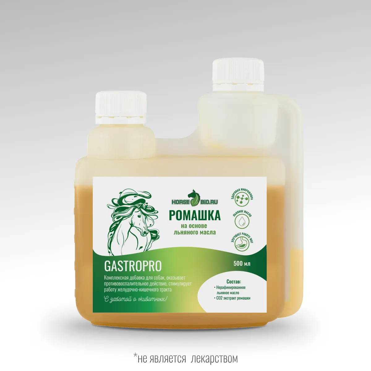 Ромашка GastroPro для лошадей на основе льняного масла, 500 мл